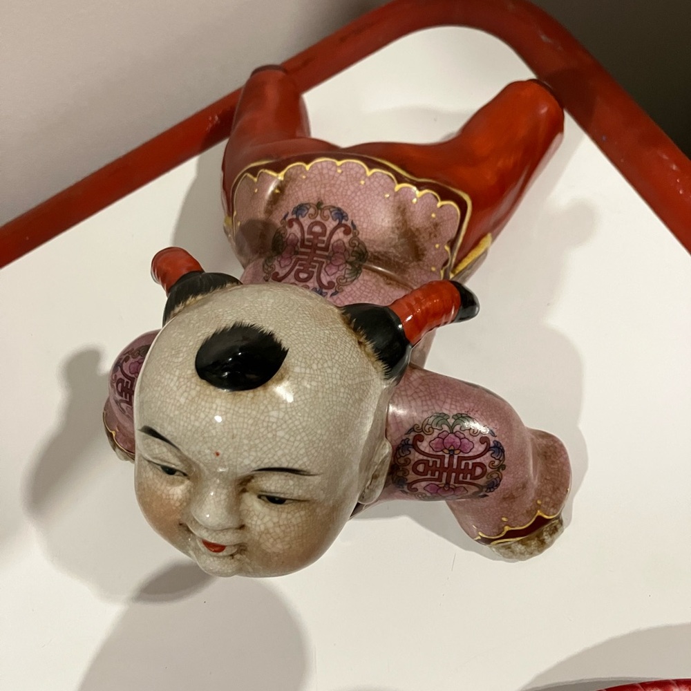 Whimsical Ceramic Vintage Oriental Pingyang Princess Figurine Art